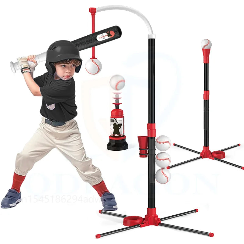 3 in 1 T Ball Set for Kids Baseball with Hanging Tee/Standing Tee/Automatic Launcher/6 Softballs Indoor Outdoor Sport Gifts Toys